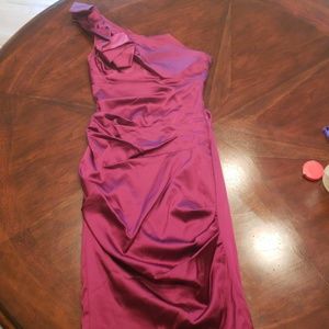 Le Chateau Maroon Off The Shoulder Dress